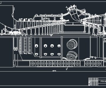 Чертеж Чертеж продольного разреза стационарной газотурбинной установки ГТЭ-180