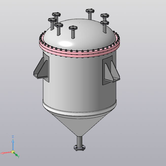 3D модель Чертеж аппарат вертикального типа с эллиптической фланцевой крышкой и приварным коническим днищем +3D модель