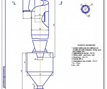 Чертеж Чертеж циклона ЦКТИ типа Ц