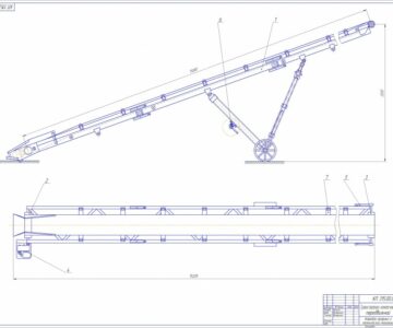 Чертеж Передвижной ленточный транспортер