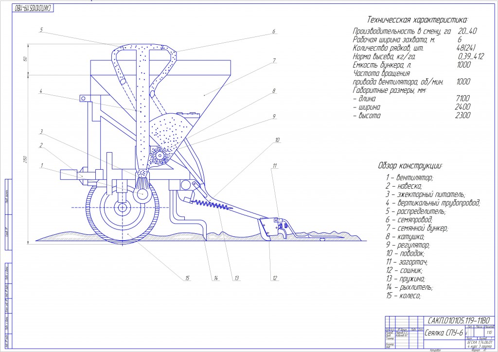 Чертеж Сеялка СПУ-6