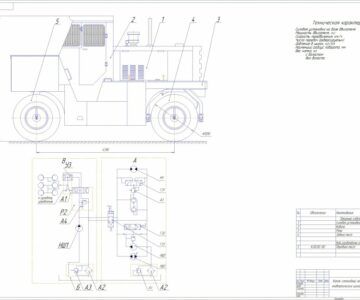Чертеж Каток самоходный на пневматических шинах Д-130