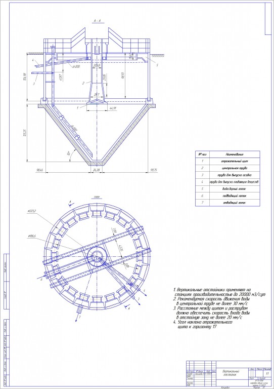 Чертеж Вертикальный отстойник