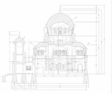 Чертеж разрез церкви александра невского в новосибирске