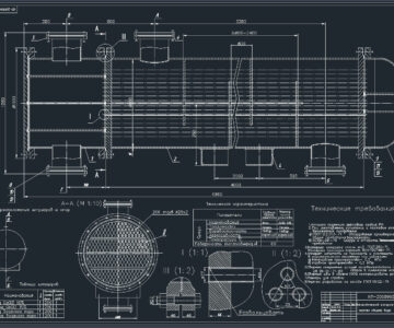 Чертеж Чертеж кожухотрубного теплообменника 69м2