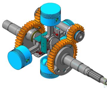 3D модель 3D модель бесшатунного механизма двигателя внутреннего сгорания