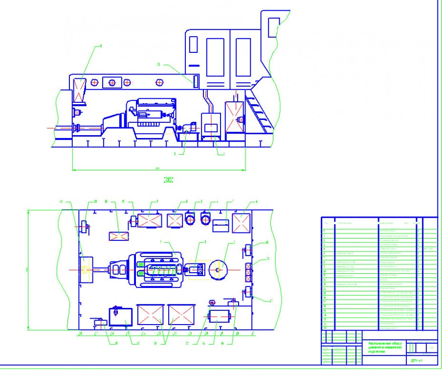 Чертеж Расположение оборудования в машинном отделении