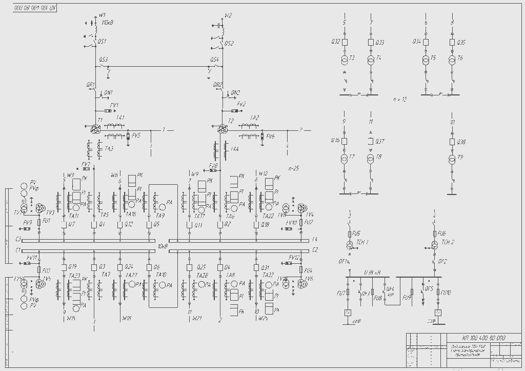 Чертеж Схема подстанции 110/10 кВ