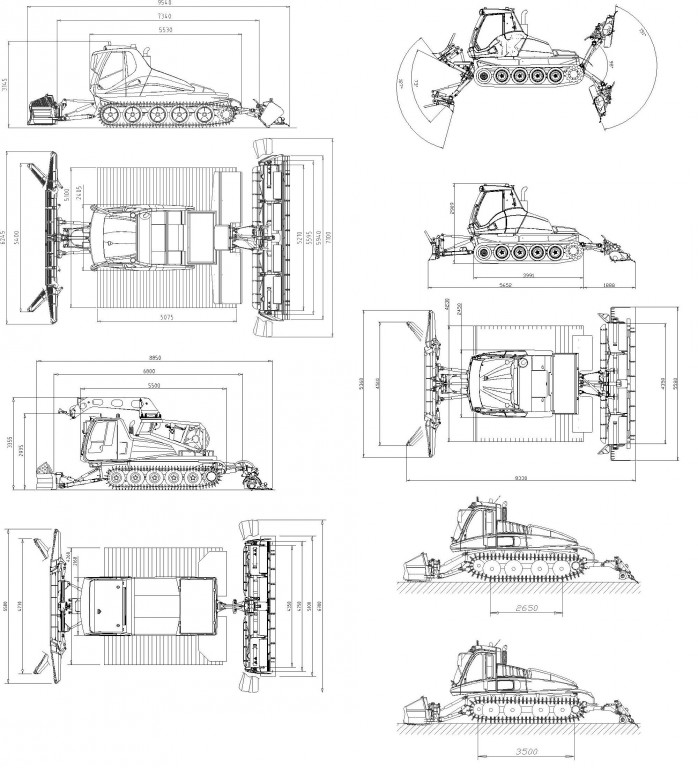 Чертеж Габаритные чертежи ратраков Prinoth