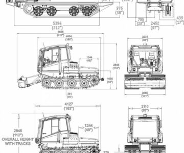 Чертеж Габаритные чертежи гусеничных шасси Prinoth