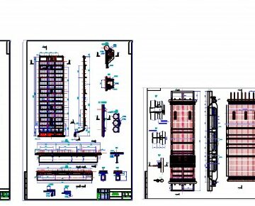 Чертеж Котел БКЗ-320-140 (продольный разрез, поперечный, поверхности нагрева)