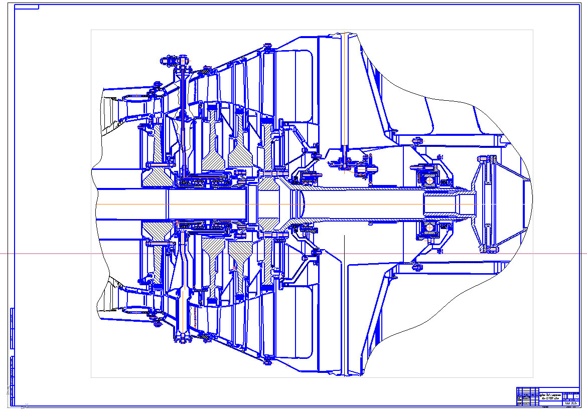 Чертеж Чертеж турбины турбовального двигателя Д-136