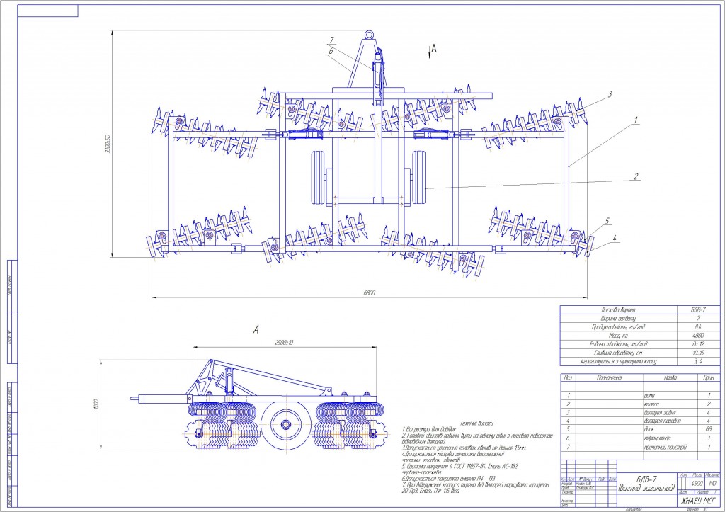 Чертеж Модернизацмя дисковой бороны БДТ-7
