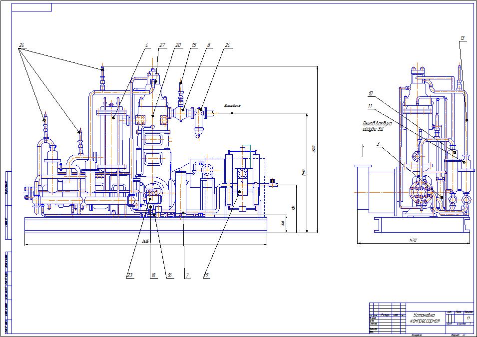 Чертеж Компрессорная установка