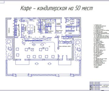 Чертеж Чертеж кафе - кондитерская на 50 мест