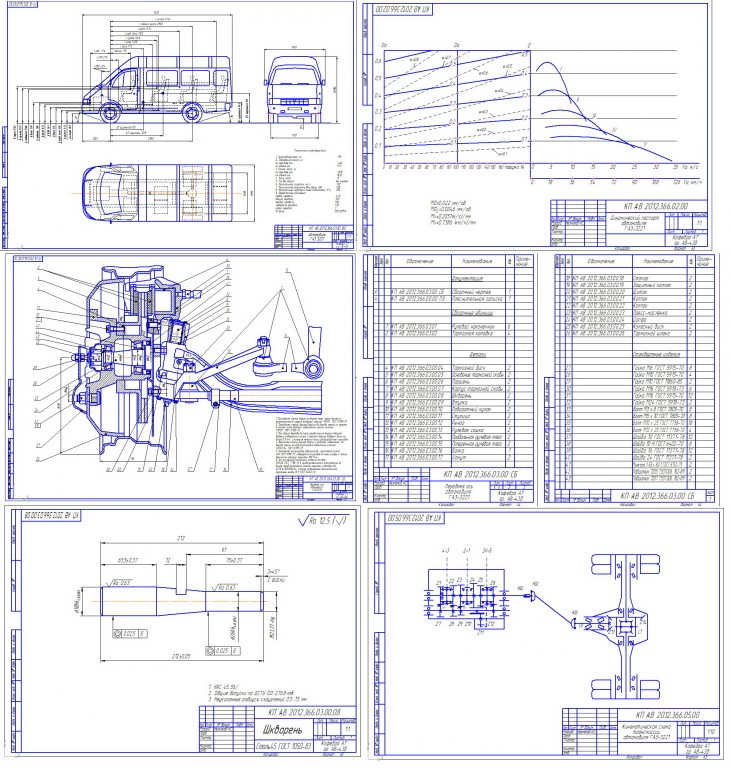 Чертеж Конструкторский анализ автомобиля ГАЗ-3221