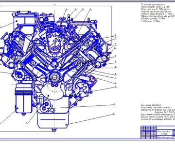 Чертеж Двигатель КАМАЗ-740