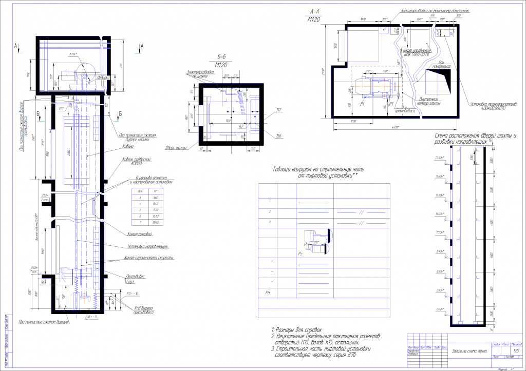 Чертеж Общая схема лифта