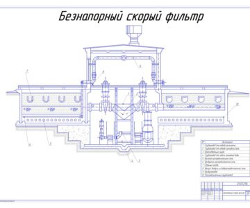 Чертеж Безнапорный скорый песчаный фильтр