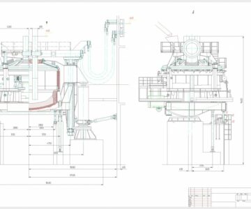 Чертеж Дуговая сталеплавильная печь ДСП 100т