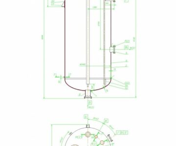 Чертеж Вертикальный цельносварной апарат с элиптическим днищем