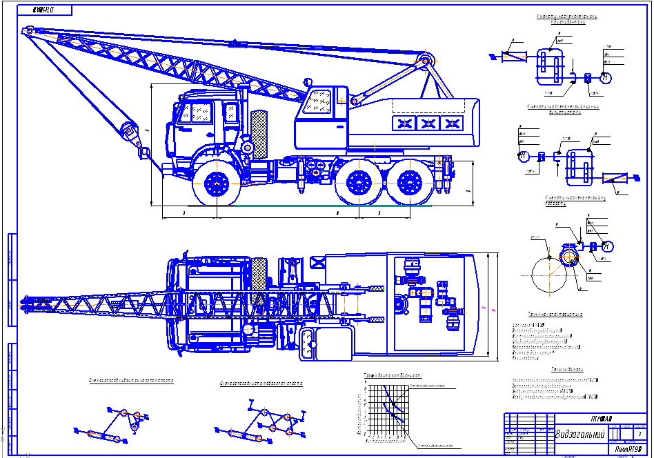 Чертеж Автомобильный кран Камаз 5320