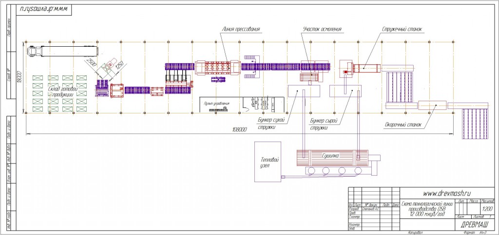 Чертеж Чертеж предприятия по производству OSB плит 12 тыс.м3 в год.