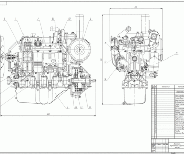 Чертеж Чертеж дизельного двигателя (прототип Д-442)