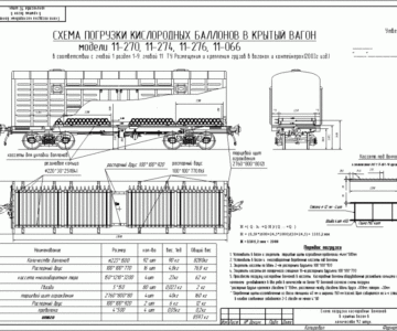 Чертеж Схема погрузки кислородных баллонов в ж/д вагон