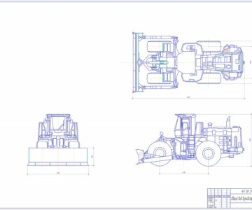 Чертеж Общий вид бульдозера Kоmatsu WD600-3