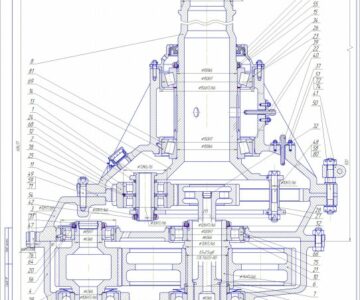 Чертеж Проектирование главного редуктора вертолета - тяга несущего винта  30 кН