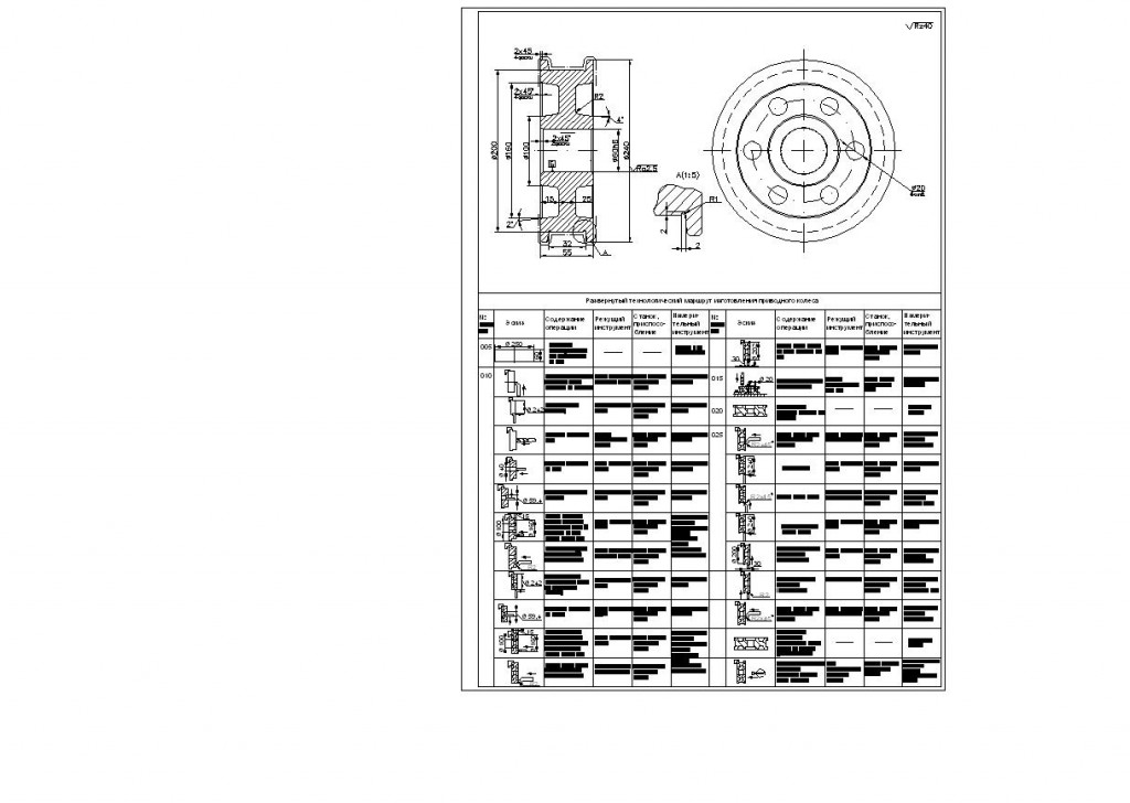 Чертеж Технологическая схема изготовления колеса кранового