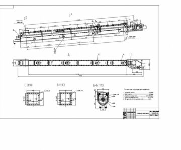 Чертеж Конвейер винтовой объемная производительность V=35 м3/ч,