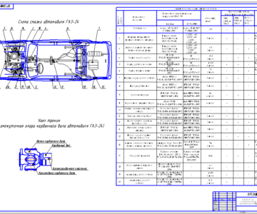 Чертеж Схема смазки автомобиля ГАЗ-24