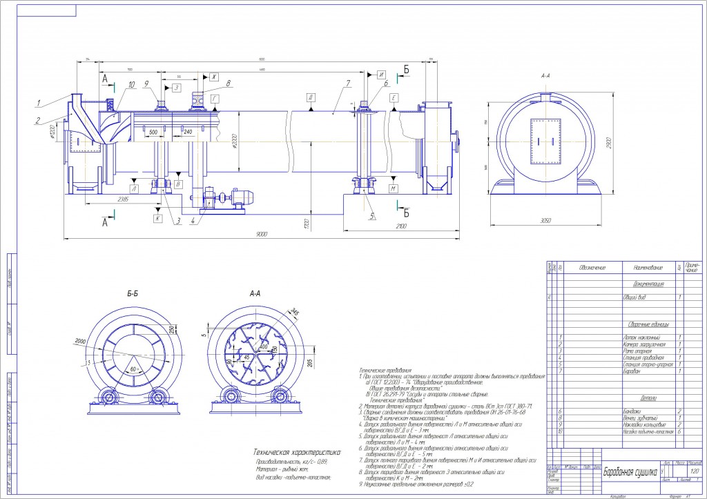Чертеж сушилка барабанного типа