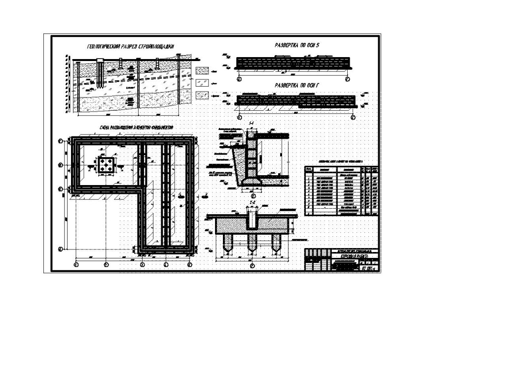 Чертеж Проектирование и расчет фундаментов общественного здания