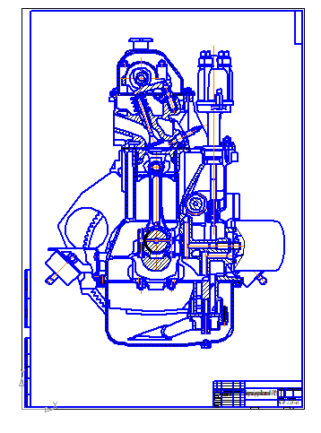 Чертеж Чертеж двигателя ВАЗ-2121