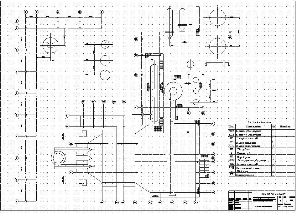 Чертеж Компоновка отдела риформинга газа в производстве аммиака 1360 т/сутки