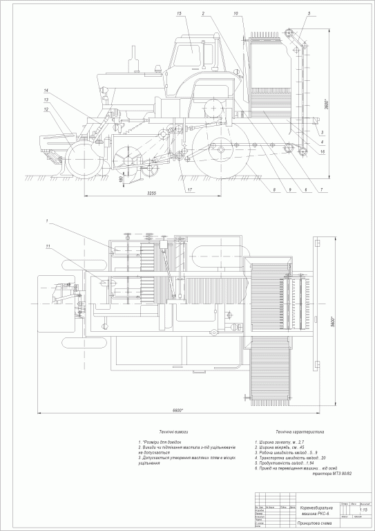 Чертеж Корнеуборочная машина РКС-6