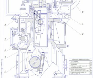 Чертеж Дизельный двигатель MAN 6L40/54