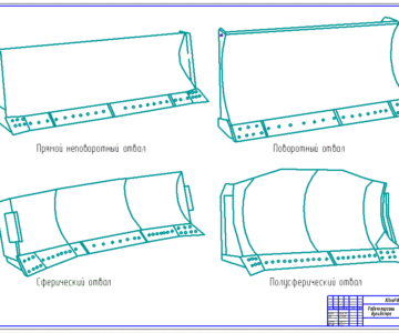 Чертеж Чертежи отвалов бульдозера