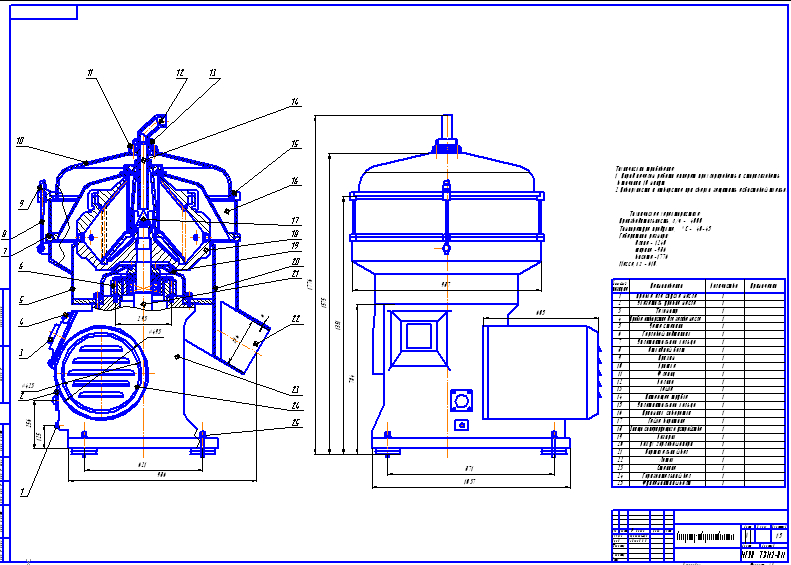 Чертеж Сепаратор-творогоотделитель