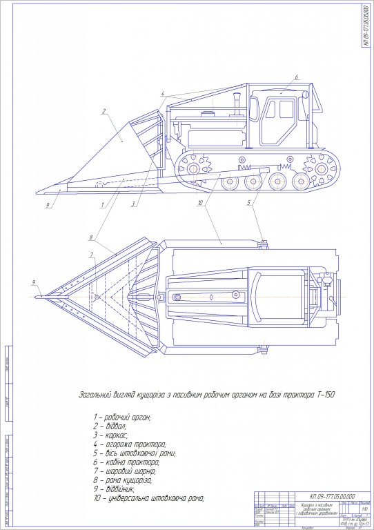 Чертеж Курсовой проект. Расчет параметров кустрореза на базе трактора Т-150
