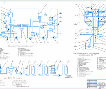 Чертеж Схемы тепловой электрической станции, водоподготовительного устройства и осветлителя СКБ ВТИ