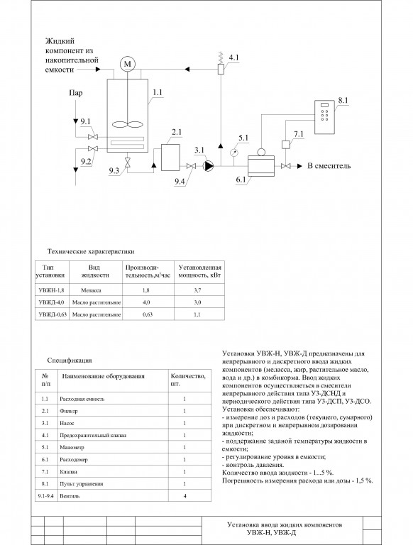 Чертеж Установка ввода жидких компонентов УВЖД
