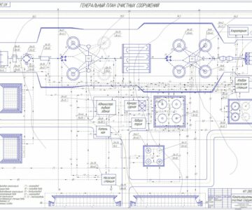 Чертеж Генеральный план канализационных очистных сооружений