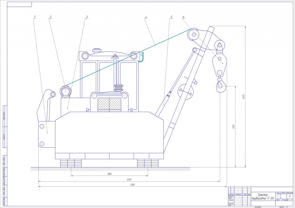 Чертеж Чертеж трактор-трубоукладчик ТГ-124
