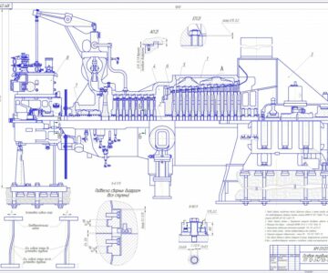 Чертеж Осевая турбина ПТ 12-3.4/1,0-1