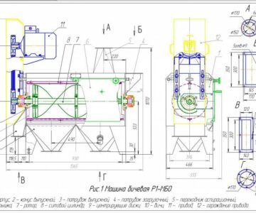 Чертеж Чертеж бичевой машины Р1-МБО