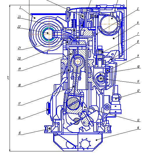 Чертеж Дизельный двигатель MAN 7L58/64